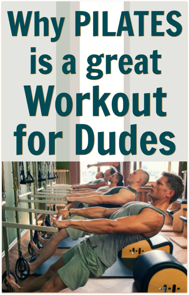 six muscled men doing pilates