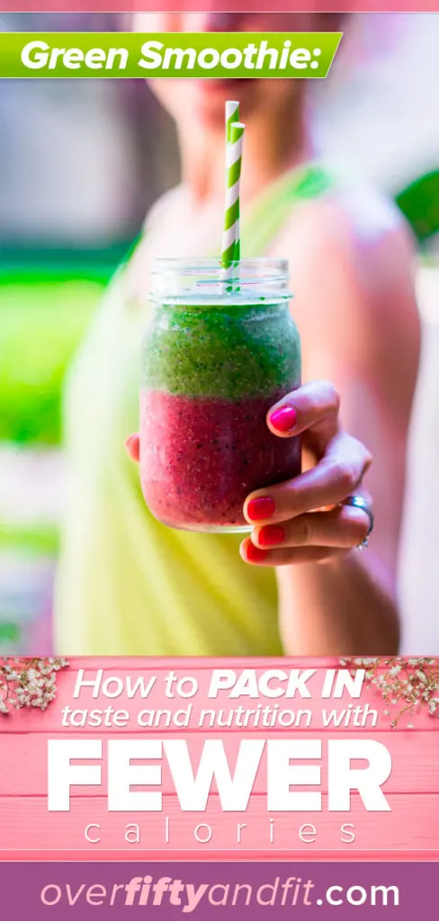 woman holding green smoothie