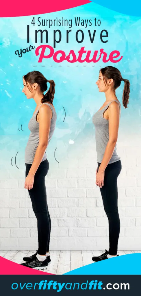 woman demonstrating poor posture and good posture