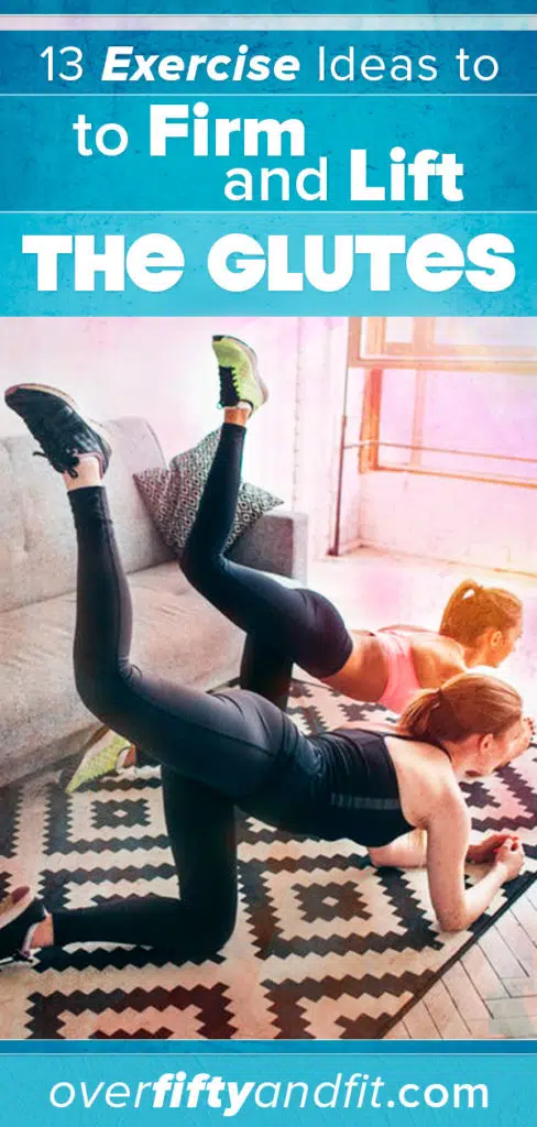 Two women doing glute exercises in their living room.