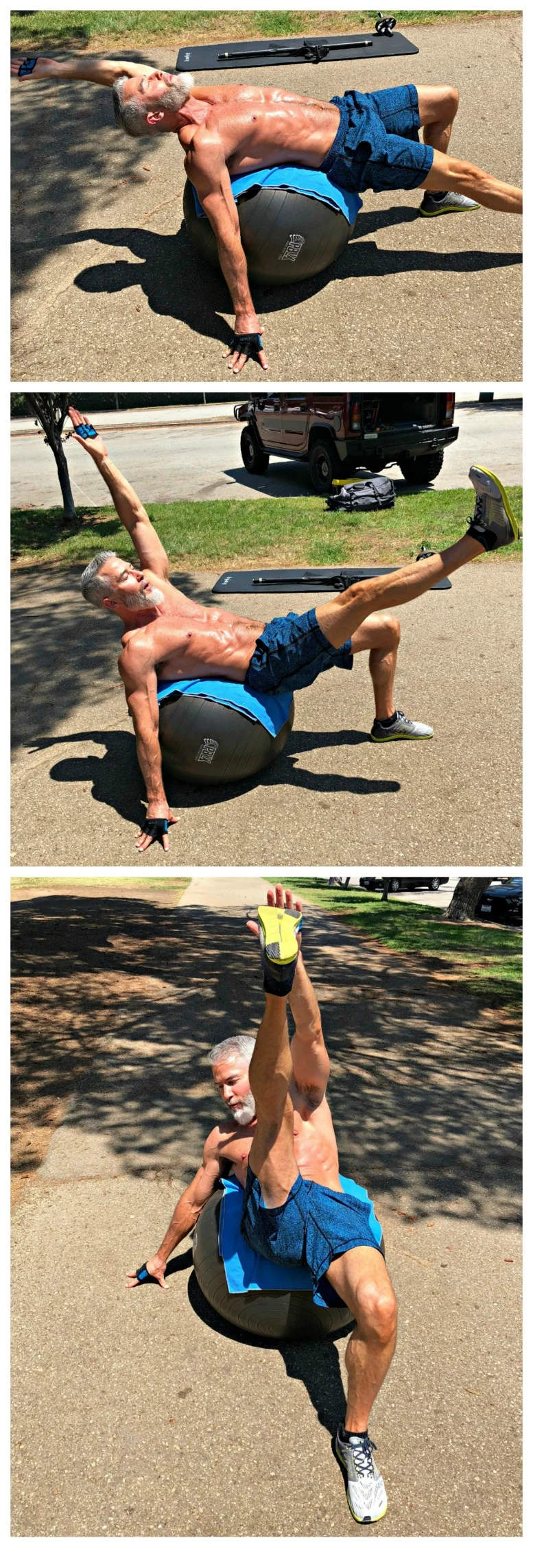 oblique toe-touches stability ball