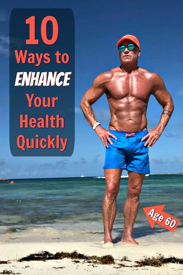 Fit, 60-year old athlete on beach looking healthy.