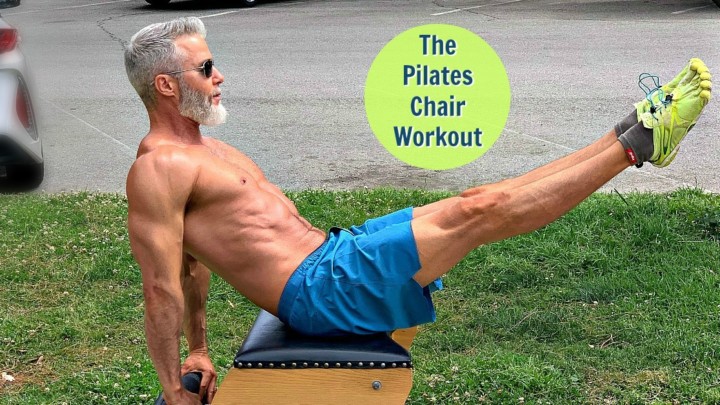 Athlete, age 53, working out on Pilates Chair.