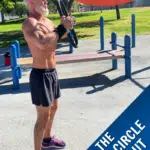 Dane Findley, age 55, uses a magic circle to workout