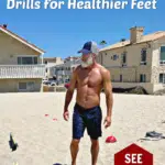 mature athlete doing barefoot beach workout
