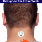 man with plug outlet in neck symbolizing stamina increase