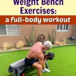 mature athlete doing weight bench exercises outdoors