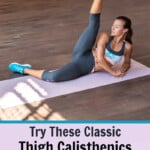strong woman doing thigh leg lifts of the pilates method