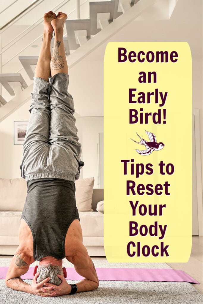 healthy mature yogi enjoying health benefits of becoming an early bird