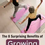active mature couple celebrating growing old through yoga