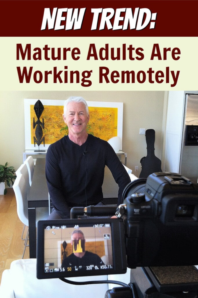 mature adult doing remote work from home job
