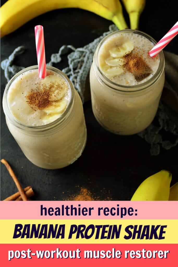 a delicious-looking banana protein shake garnished with cinnamon