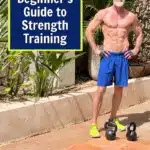 beginner athlete starts a strength training with kettlebells outdoors