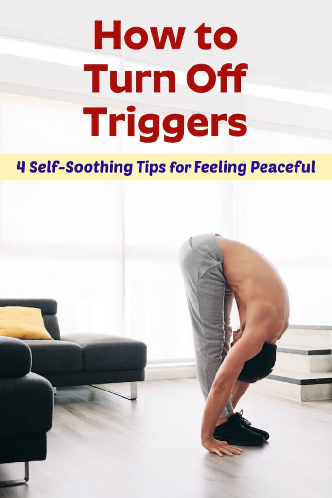 Healthy man does grounding self-soothing technique to turn off anxiety triggers.