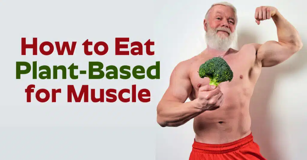 Senior athlete eating plant-based for health and muscle.