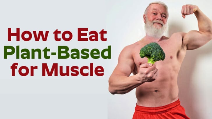 Senior athlete eating plant-based for health and muscle.