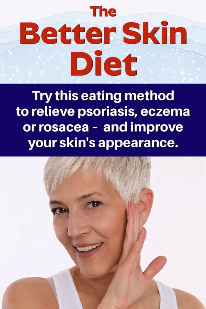Mature woman happy to have relief from psoriasis, eczema, and rosacea from eating a better skin diet.