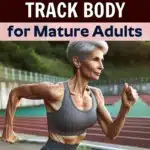 Healthy mature woman sprinting outdoors, building a track body.