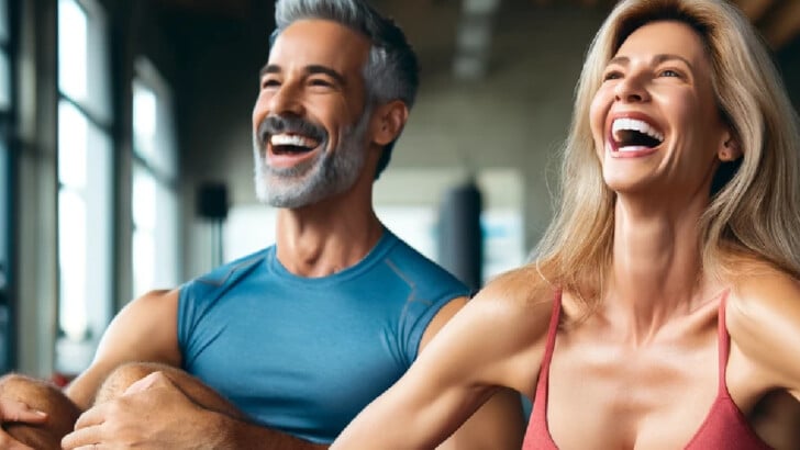 Mature, fit couple enjoying the results of their personalized workout plan.